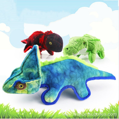 Plush crocodile chameleon molar dog toy with sound